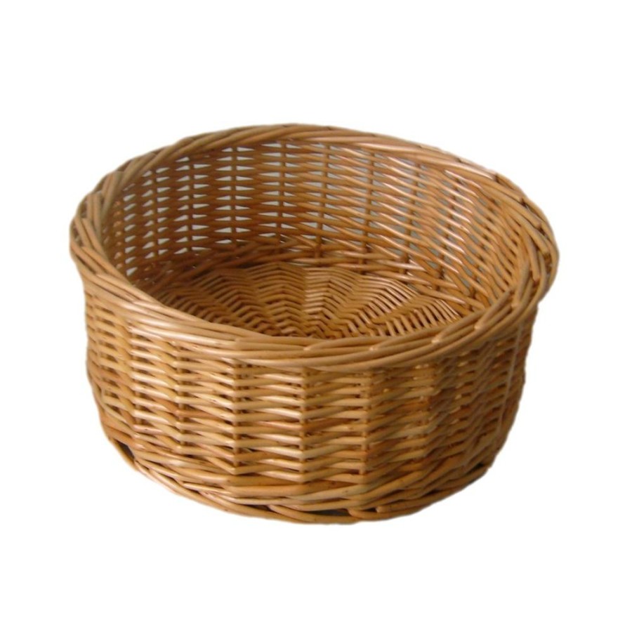 Red Hamper Round Straight-Sided Wicker Tray - Small