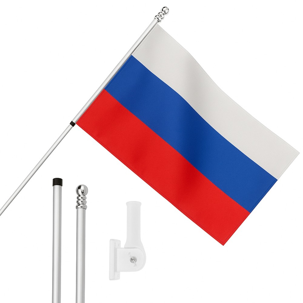 Click to view product details and reviews for Large 5ft X 3ft Russia Flag With 6ft Pole Wall Bracket.