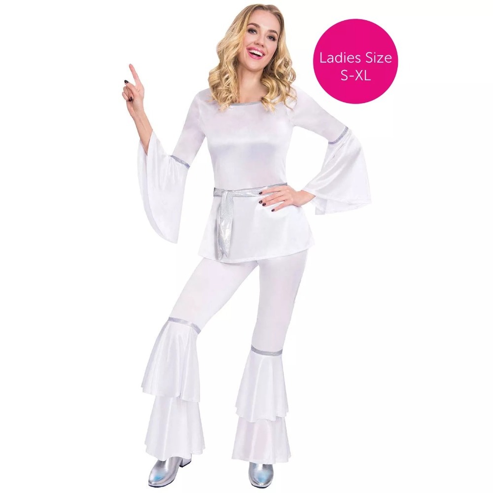Ladies 1970s Dancing Diva Costume – Disco Fancy Dress Women's Outfit for Queen Vibes