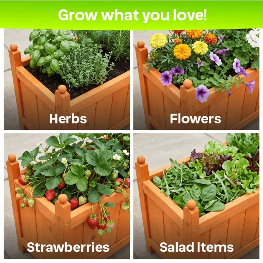 Wooden Garden Planter | 90cm | Rectangular Patio Balcony Decking Flower Herb Box