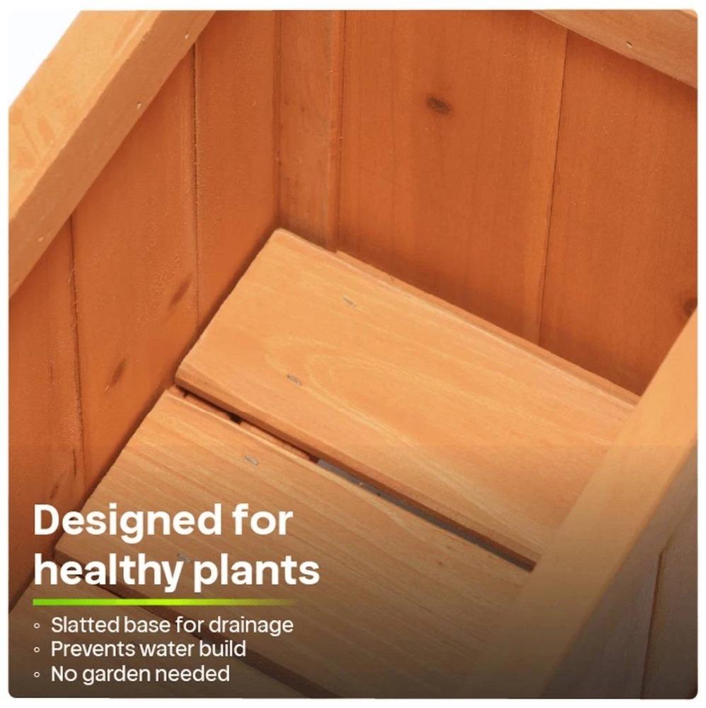 Wooden Garden Planter | 90cm | Rectangular Patio Balcony Decking Flower Herb Box