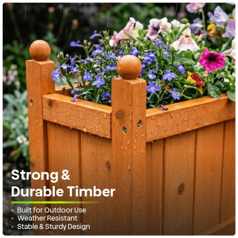 Wooden Garden Planter | 90cm | Rectangular Patio Balcony Decking Flower Herb Box