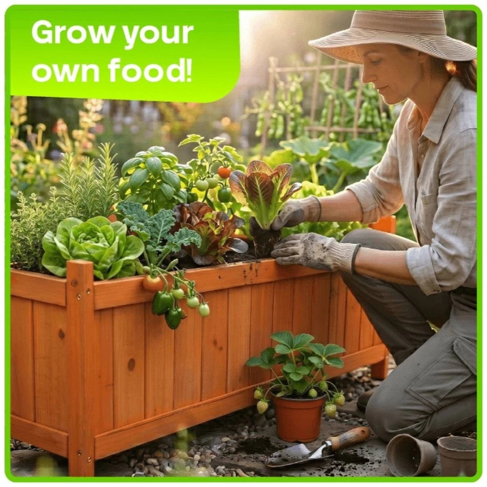 Wooden Garden Planter | 90cm | Rectangular Patio Balcony Decking Flower Herb Box