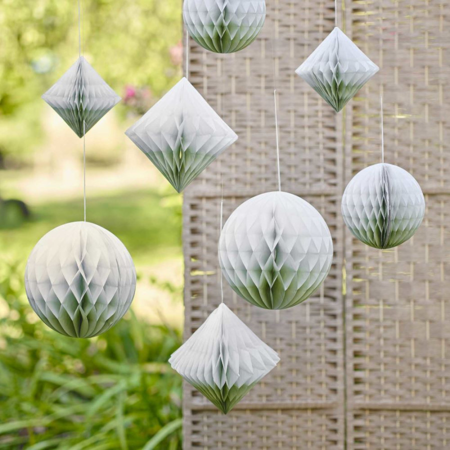Click to view product details and reviews for Sage Green Blue Honeycomb Paper Decorations Eco Friendly Garden Party Backdrop.