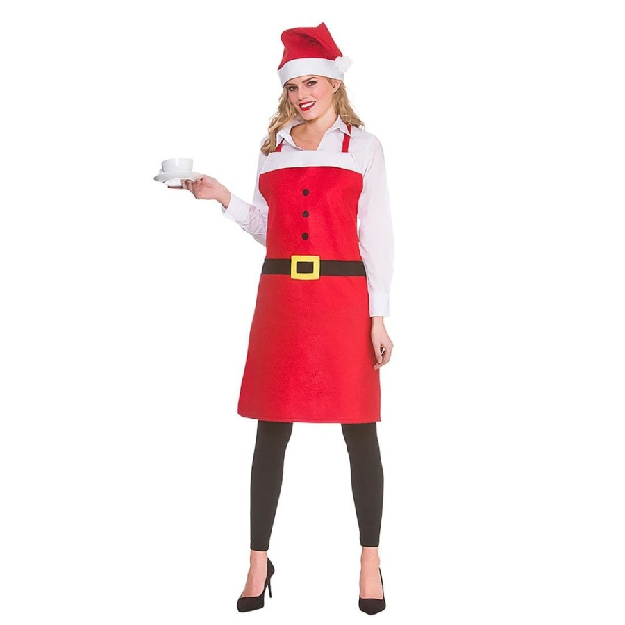 Santa Apron & Hat Set Cooking Fun Christmas Dinner Fancy Dress