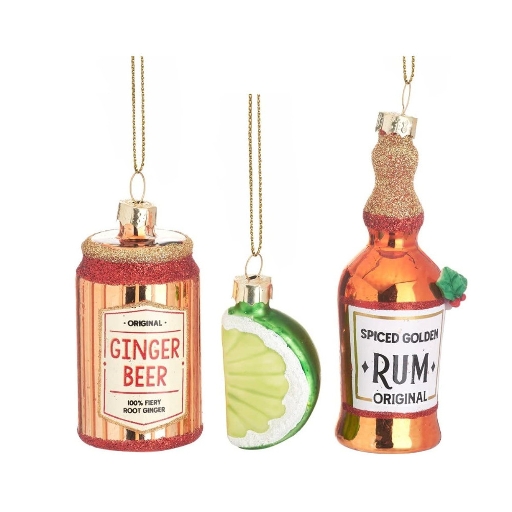 Sass & Belle Festive Set of 3 Rum & Ginger Tree Decoration Christmas Baubles