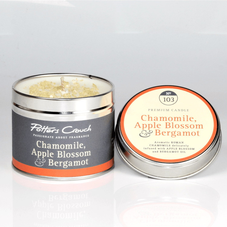 Click to view product details and reviews for Potters Crouch Tin Candle Chamomile Apple Blossombergamot.