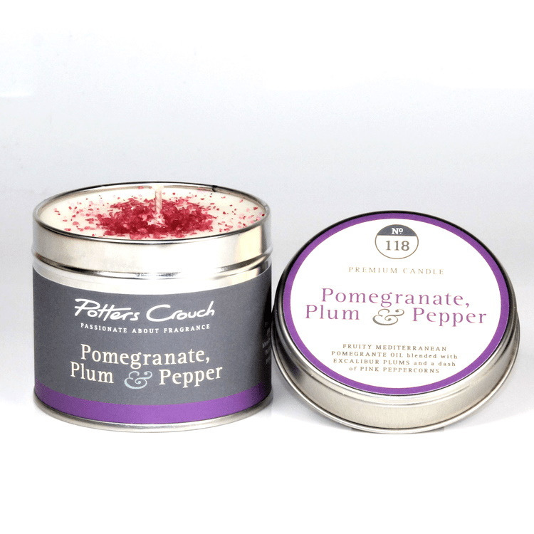 Scented Candle Tin Potters Crouch Home Fragrance - Pomegranate, Plum & Pepper