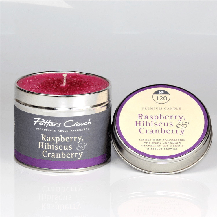 Click to view product details and reviews for Potters Crouch Tin Candle Raspberry Hibiscus Cranberry.