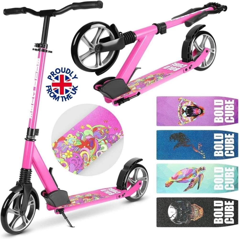 Scooter for Teenagers, Foldable Kick Scooter for Adults with Big Wheels - Pink
