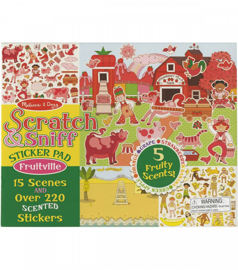 Scratch and Sniff Sticker Pad: Fruitville - 15 scences with 220 Fruit-Scented Stickers