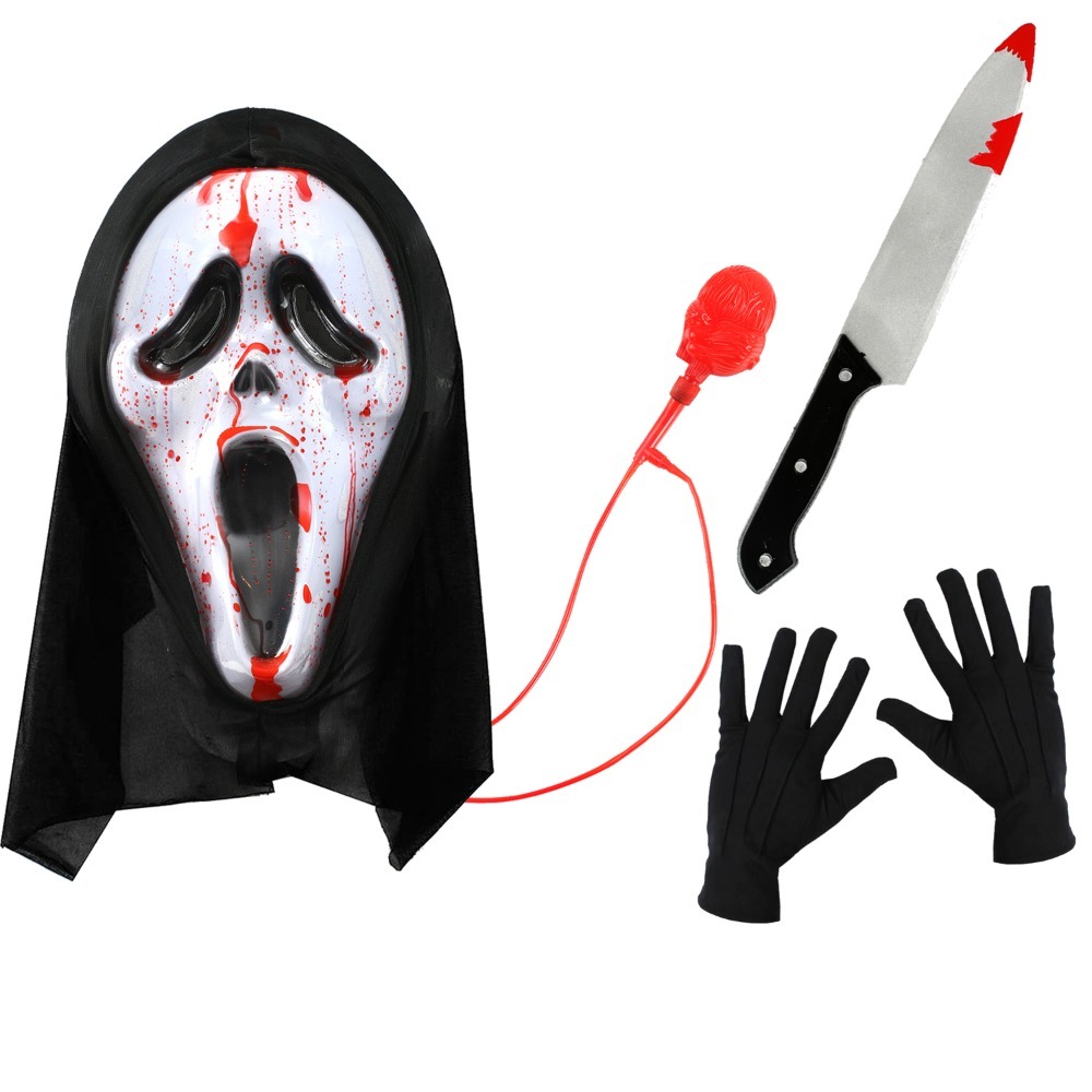 Screamer Accessory Set - Blood Pump Mask, Knife Prop & Gloves