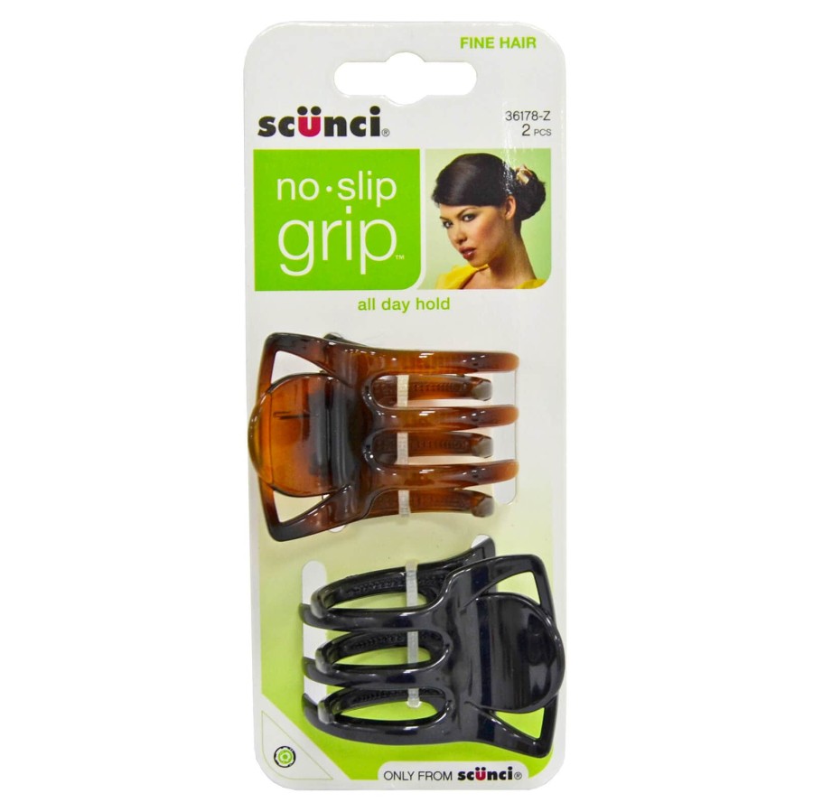 Scunci Pack Of 2 Jaw Grip Hair Clips No Slip Fine Hair 4cm