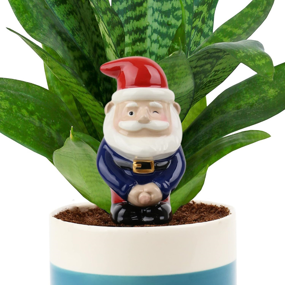 Self Watering Planter Plant Pot Spike Ceramic Novelty Waterer Funny Peeing Gnome
