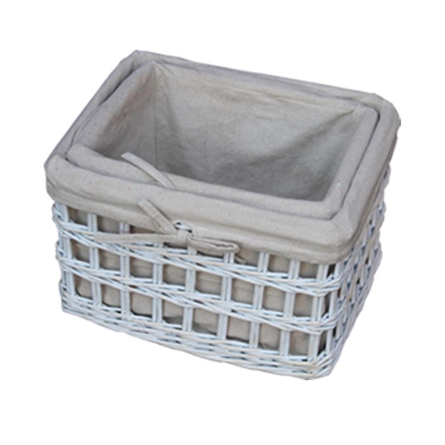 Set of 2 Provence Open Weave Wicker Work Baskets