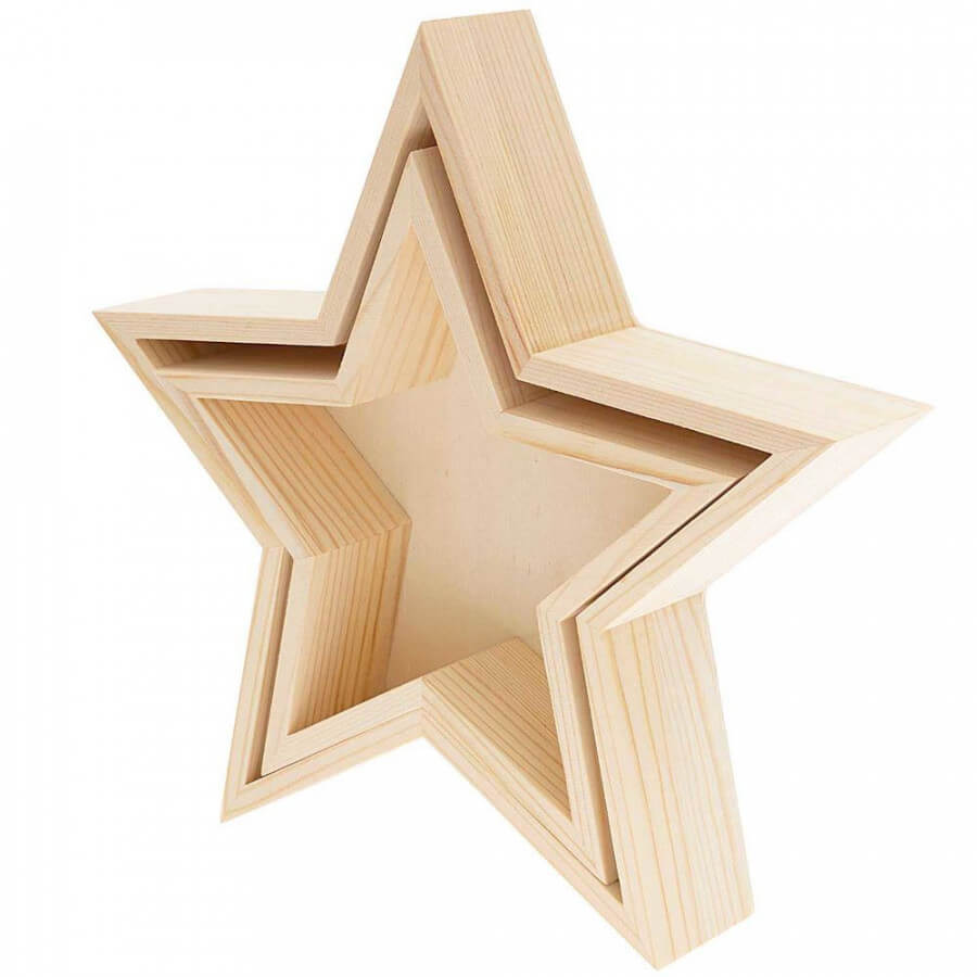 Click to view product details and reviews for Set Of 2 Wooden Star Trays Christmas Decoration.