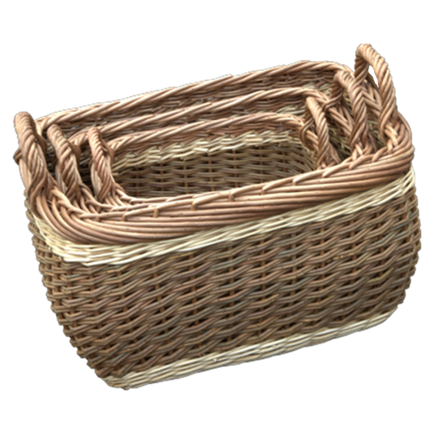Set of 3 Three Tone Storage Wicker Log Baskets