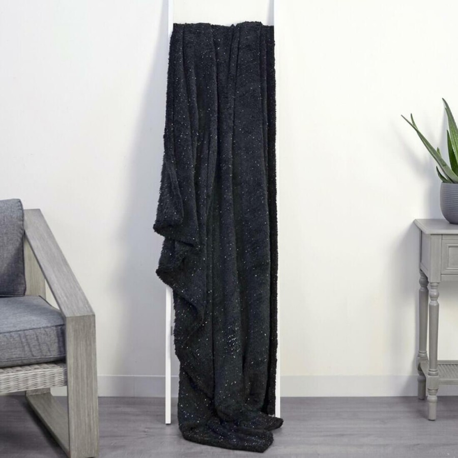 Shaggy Fleece Blanket With Lurex Sparkle Grey/White/Black