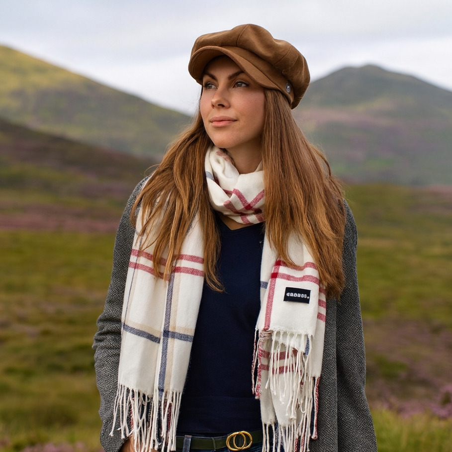 Supersoft Check Scarf - Cream,Navy,Red-2