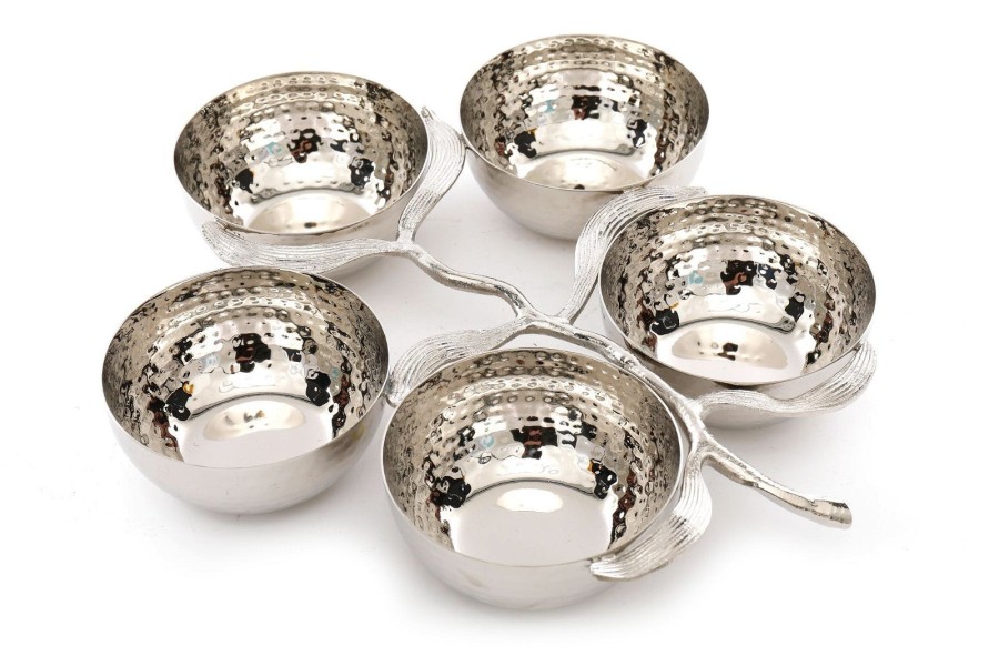 Click to view product details and reviews for Silver Metal Branch With 5 Snack Bowls 33cm.