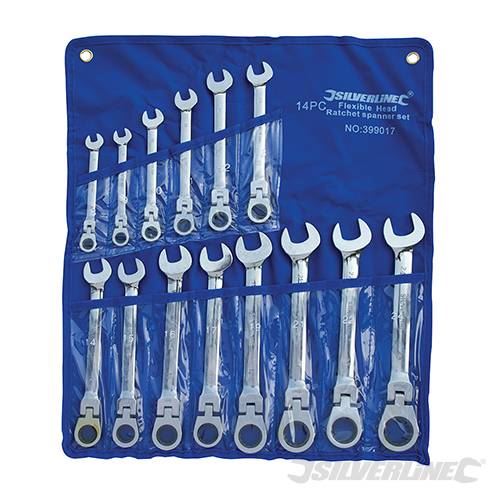Click to view product details and reviews for Silverline Flexible Head Ratchet Spanner Set 14pce 8 24mm 399017.