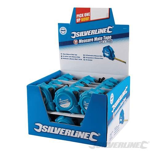 Silverline Measure Mate Tape Display Box 30pce 5m / 16ft x 19mm 868620