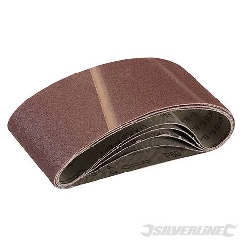 Silverline Sanding Belts 75 x 457mm 5pk 80 Grit 862553
