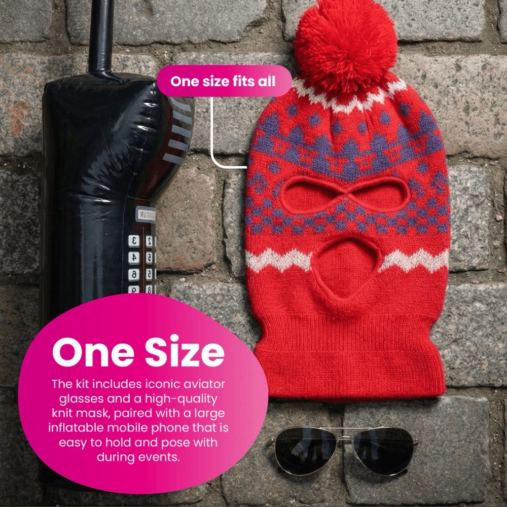 Adults Fonejacker Accessory Set | 3 Pcs | Hat, Glasses & Inflatable Phone