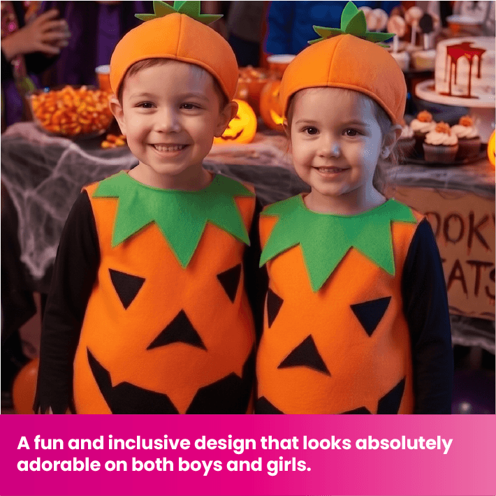 Kids Pumpkin Costume | 2 Pcs | Costume & Hat