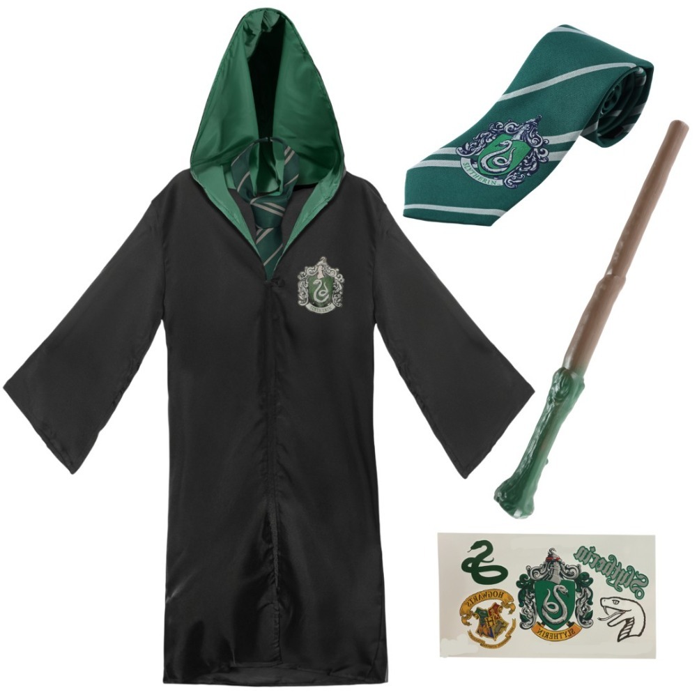Click to view product details and reviews for Kids Harry Potter Costume 4 Pcs Slytherin Cloak Tie Tattoos Wand. Click to view product details and reviews for Kids Harry Potter Costume 4 Pcs Slytherin Cloak Tie Tattoos Wand.