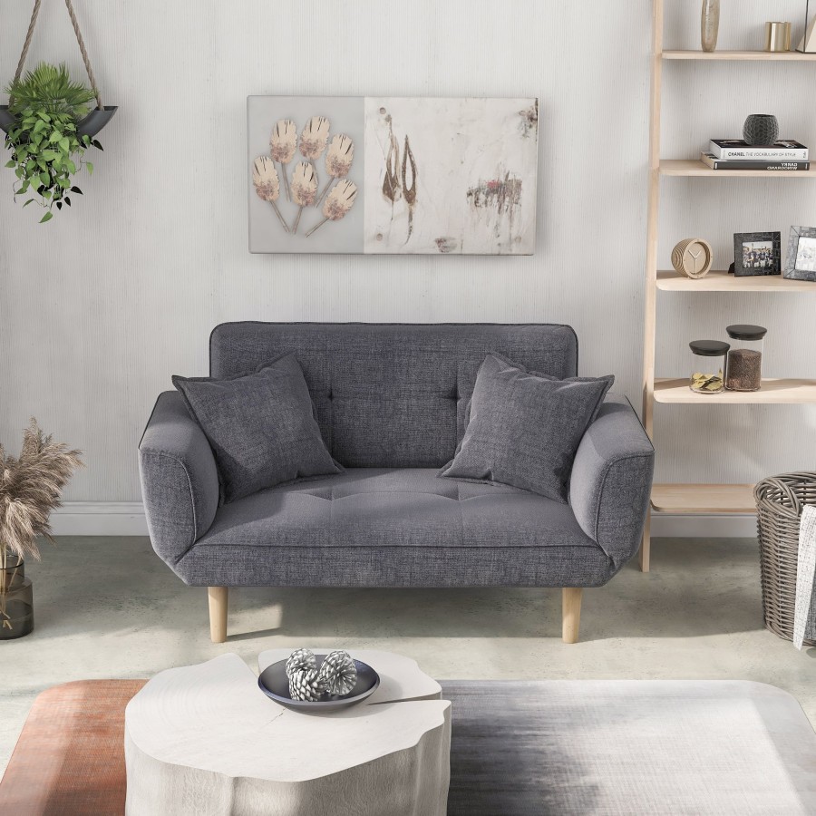 Small Sofa Bed Modern and Simple Gray Sofa Fabric Living Room 2 Seater Sofa Couch Settee Recliner Sleeper