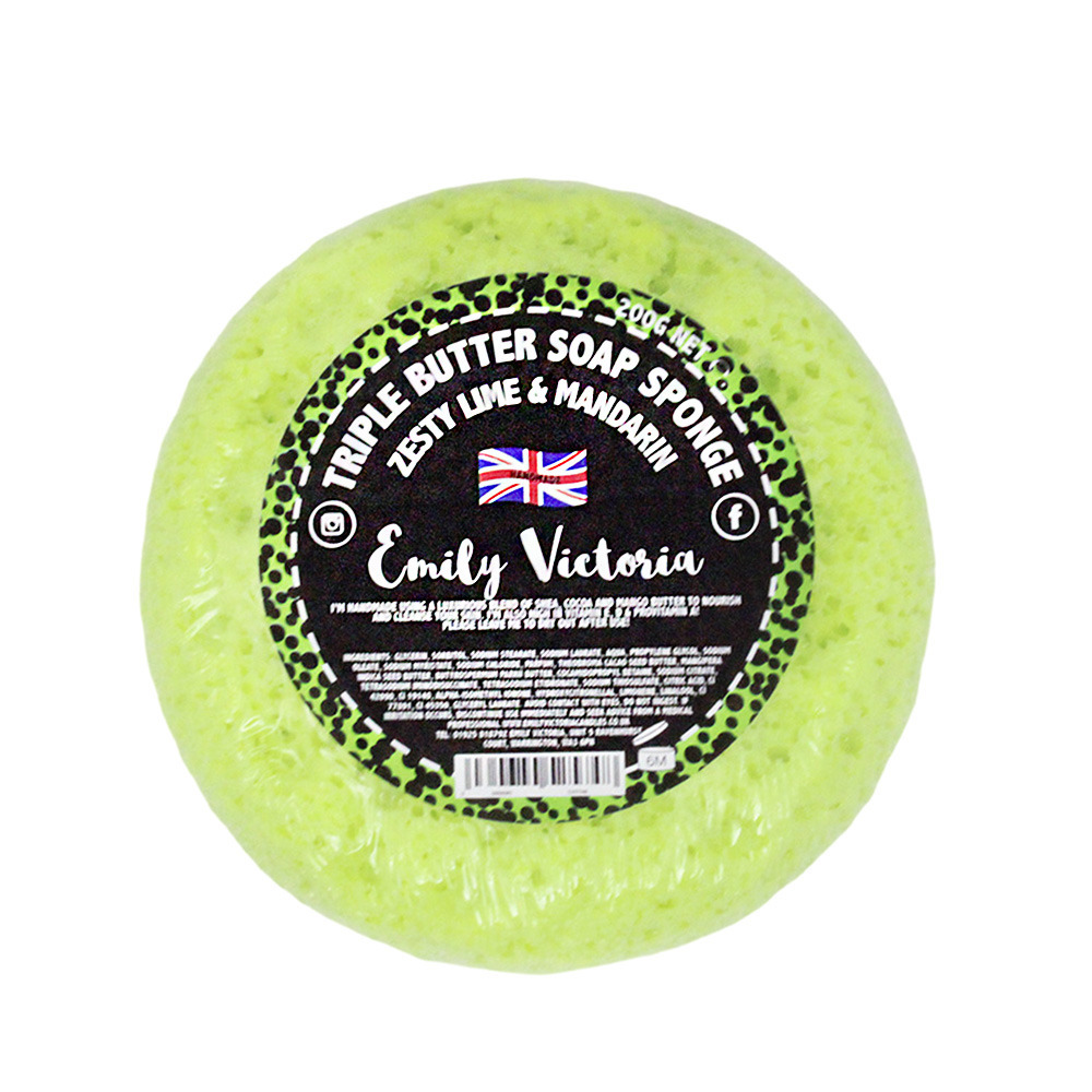 Soap Filled Exfoliating Sponge Body Butter Bath & Shower Cleansing Bar Lime & Mandarin