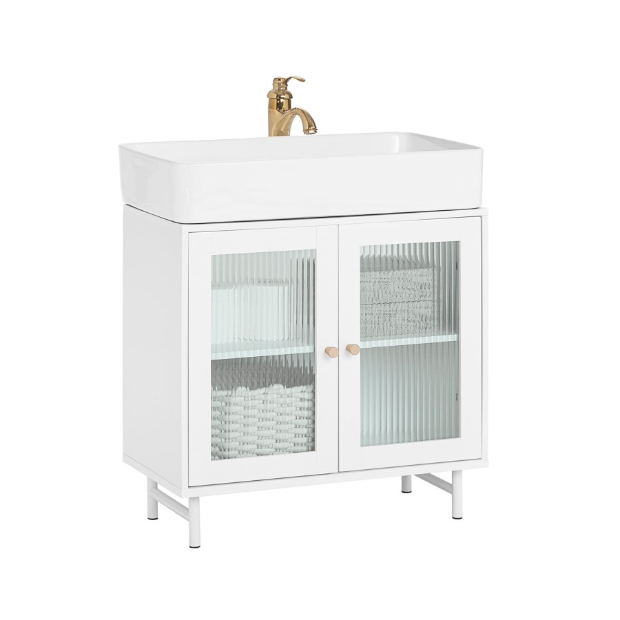 Click to view product details and reviews for Sobuy Bzr115 W Under Sink Storage Cabinet Bathroom Vanity Unit With 2 Glass Doors White.