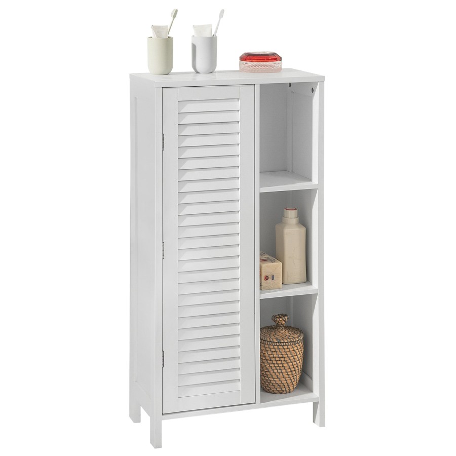 Click to view product details and reviews for Sobuy Bzr39 W Bathroom Storage Cabinet Cupboard With 3 Shelves And 1 Shutter Door White.