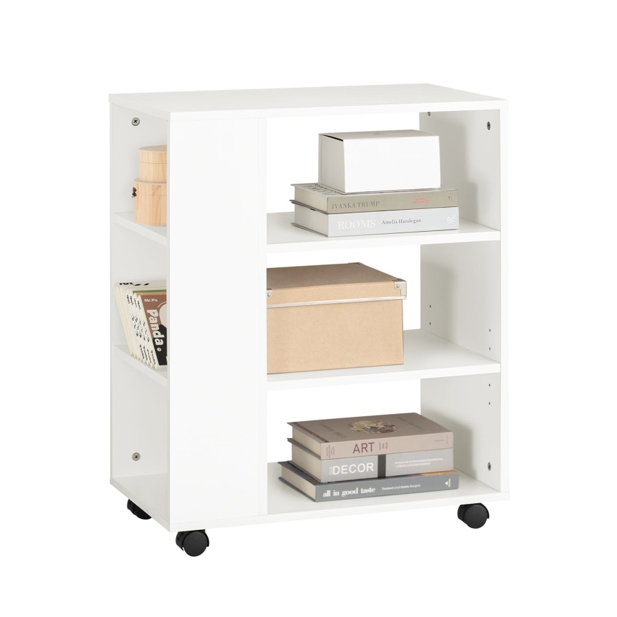 Click to view product details and reviews for Sobuy Fbt68 W 3 Tiers Bookcase Storage Shelf On Wheels Desk Side Printer Shelf White.
