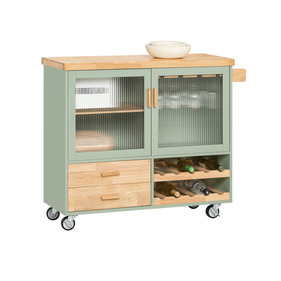 Click to view product details and reviews for Sobuy Fkw114 Gr Kitchen Island Kitchen Storage Trolley Sideboard On Wheels Green.