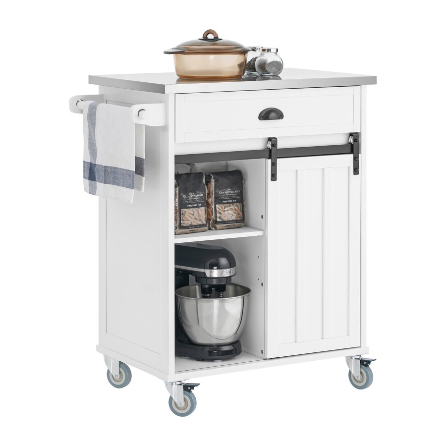 Sobuy Fkw121 W Kitchen Trolley Cart Kitchen Storage Trolley Mobile Kitchen Cabinet White