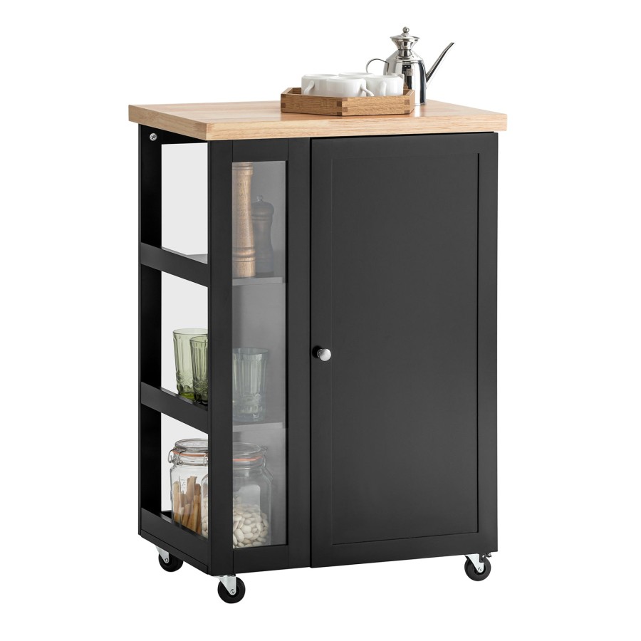 Click to view product details and reviews for Sobuy Fkw75 Sch Kitchen Storage Trolley Serving Trolley Kitchen Cabinet With 3 Tier Side Storage Shelves Black.