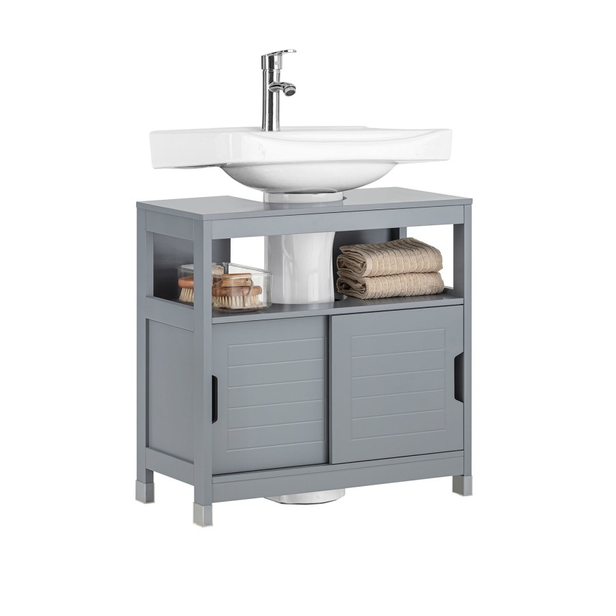 Click to view product details and reviews for Sobuy Frg128 Ii Sg Under Sink Bathroom Storage Cabinet Suitable For Pedestal Sinks Grey.