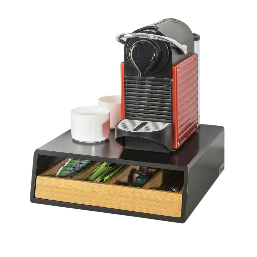 SoBuy FRG280-SCH, Coffee Pod Capsule Teabags Drawer Box Holder, Coffee Machine Stand, Black