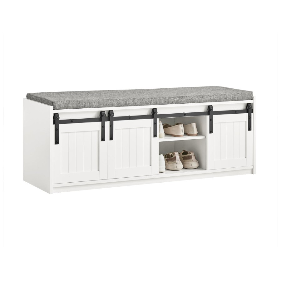 SoBuy FSR133-W, Hallway Storage Bench Shoe Bench Shoe Rack Shoe Cabinet, White