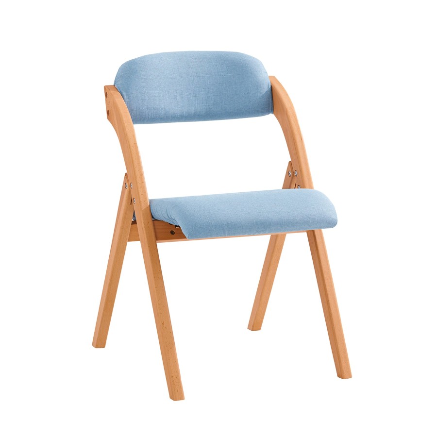 Sobuy Fst92-Bl, Folding Chair Wooden Padded Dining Chair Office Chair Desk Chair, Blue