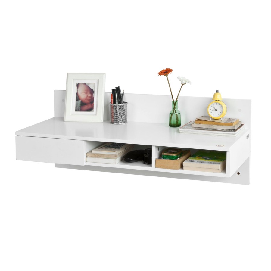SoBuy FWT30-W, Wall-mounted Table, Home Office Desk Computer Workstation, White