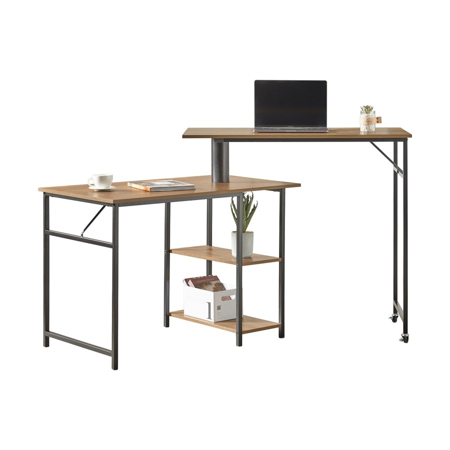 Click to view product details and reviews for Sobuy Fwt93 F Home Office Table Computer Desk With 2 Desktops And 2 Shelves Brown.