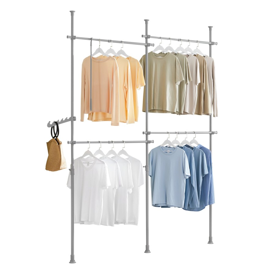 Click to view product details and reviews for Sobuy Kls03 Hg Adjustable Wardrobe Organiser Clothes Storage Shelf System Grey.
