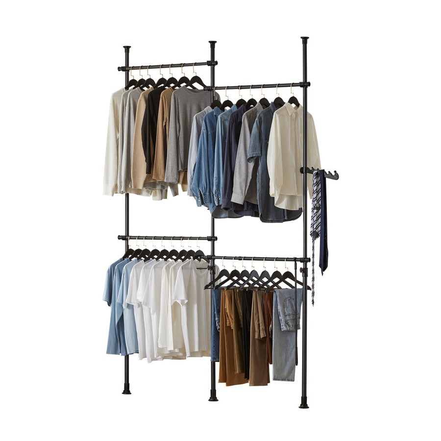Click to view product details and reviews for Sobuy Kls03 Sch Adjustable Wardrobe Organiser Clothes Storage Shelf System Black.