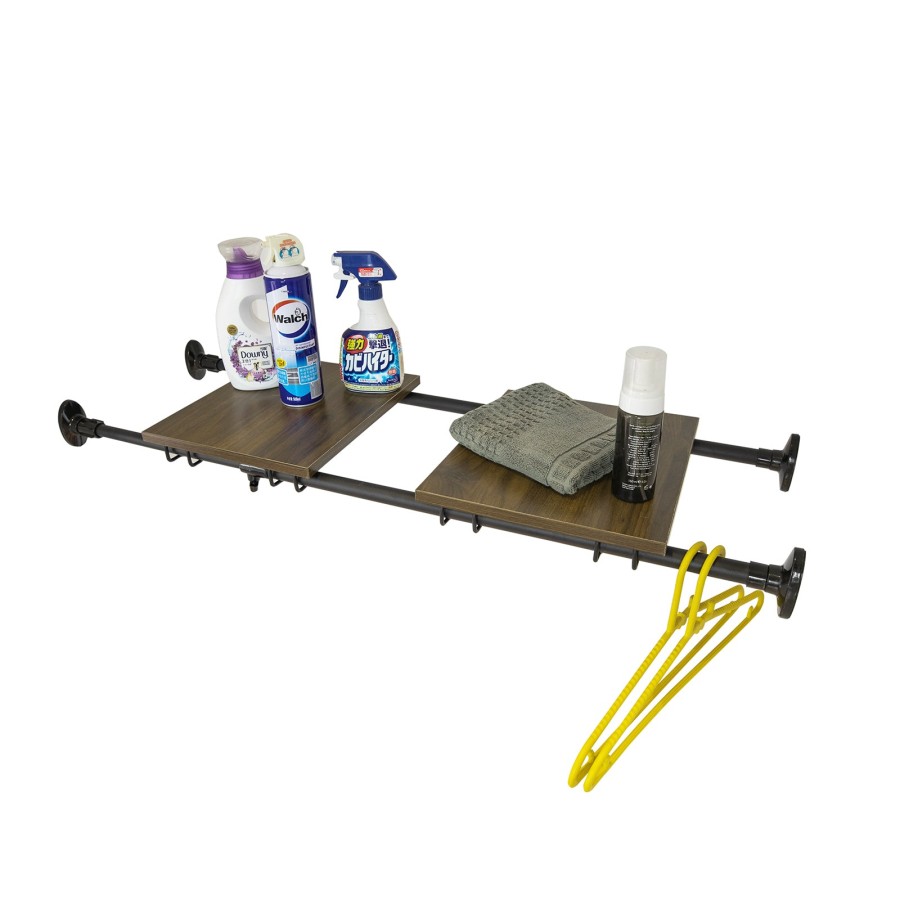 SoBuy KLS10-SCH, Telescopic Shelf, Closet Tension Shelf, Over Washing Machine Shelf, Black