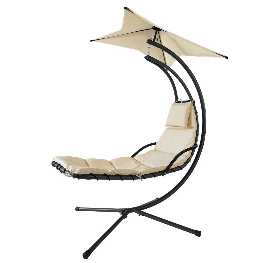 SoBuy OGS39-MI, Garden Patio Hammock Swing Hammock Swing Chair Sun Lounger, Beige