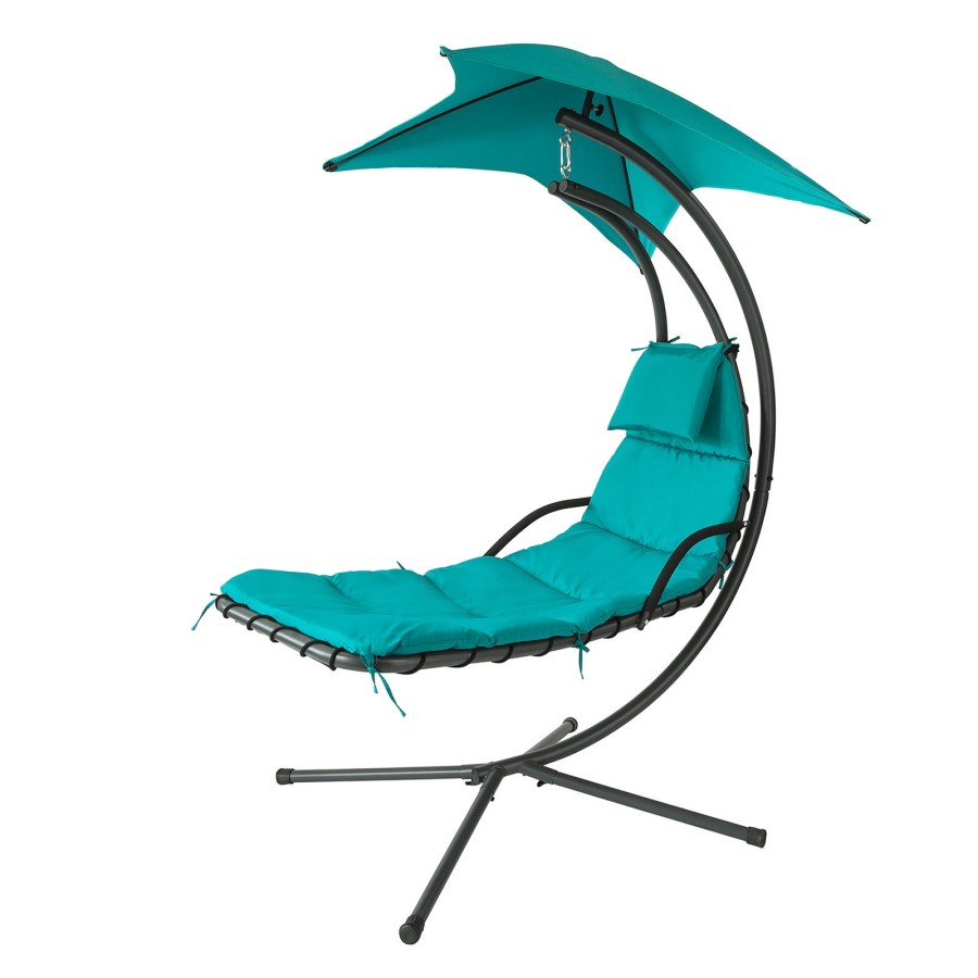 SoBuy OGS39-TB, Garden Patio Hammock Swing Hammock Swing Chair Sun Lounger, Blue