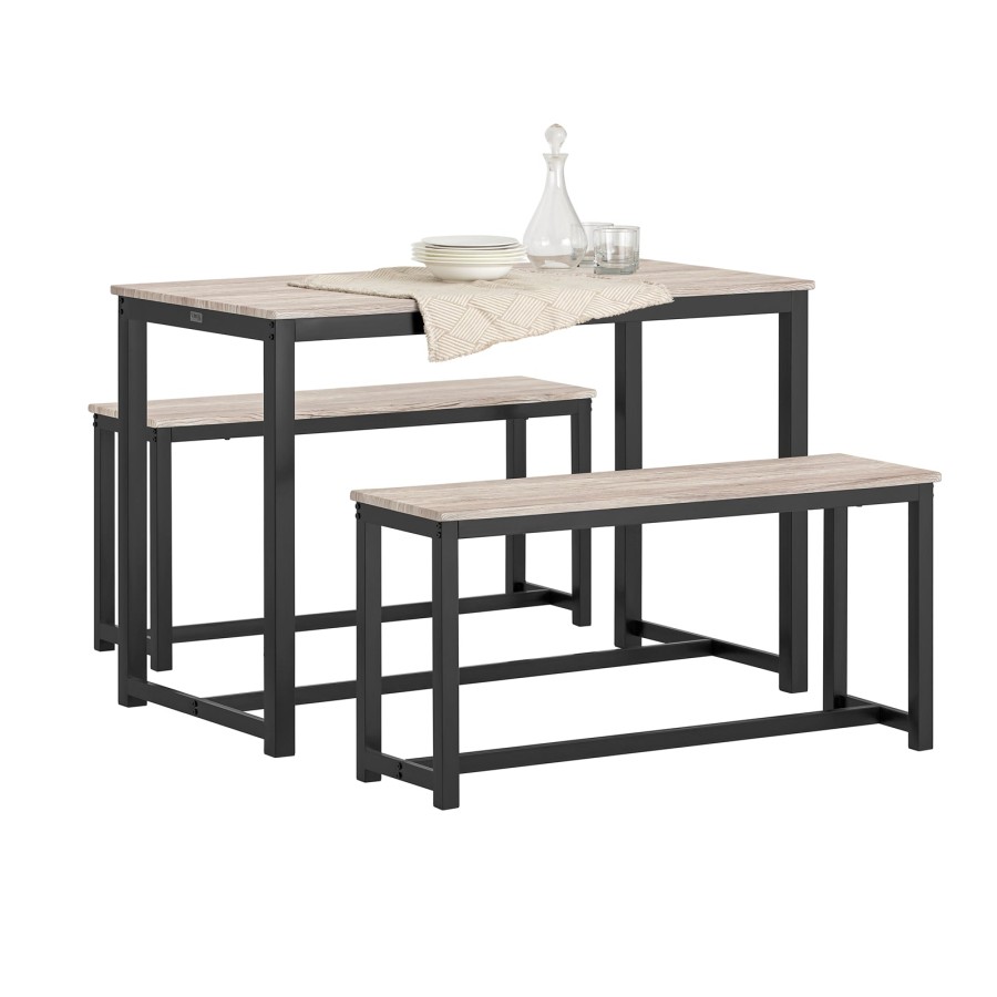 Click to view product details and reviews for Sobuy Ogt25 Hn Dining Set Dining Table And 2 Benches Modern Industrial Design 3 Pieces Dining Room Furniture Brown.